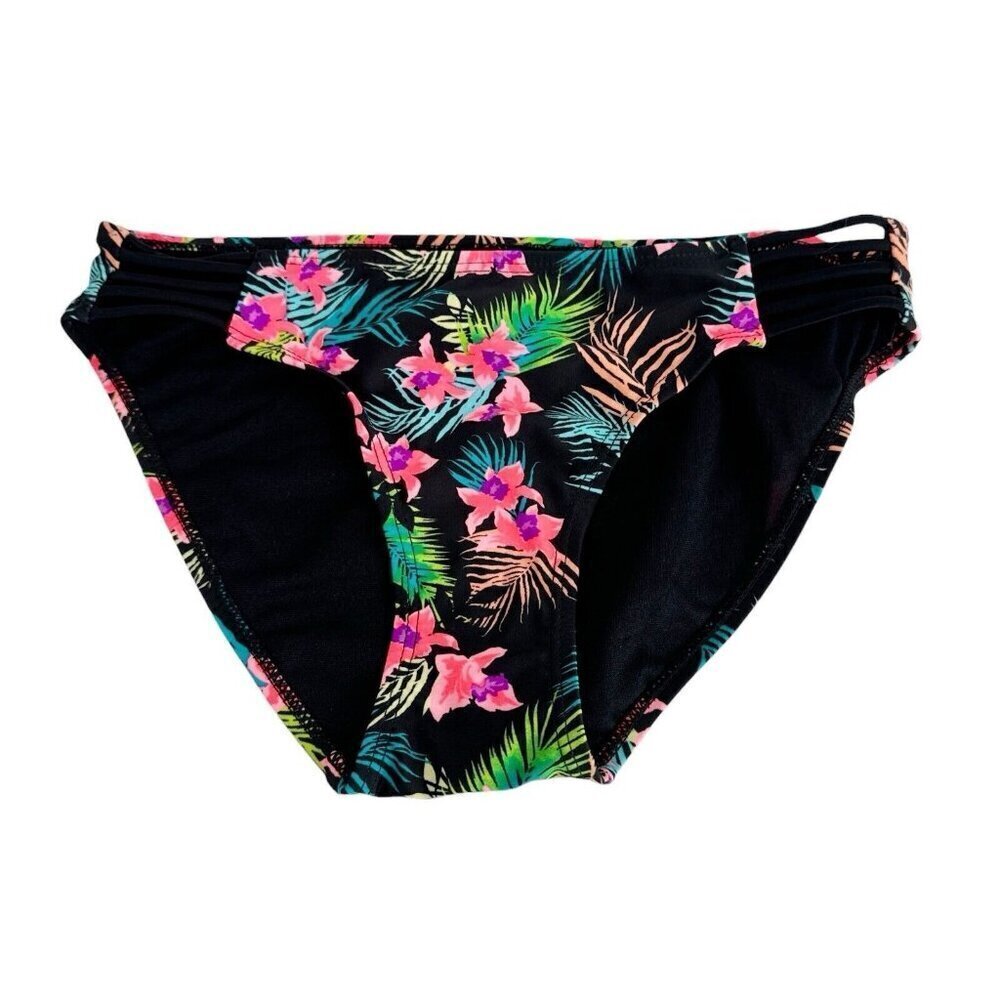 Urbanology Swim Bikini Bottom Women's S Black Pink Palm‎ Print New